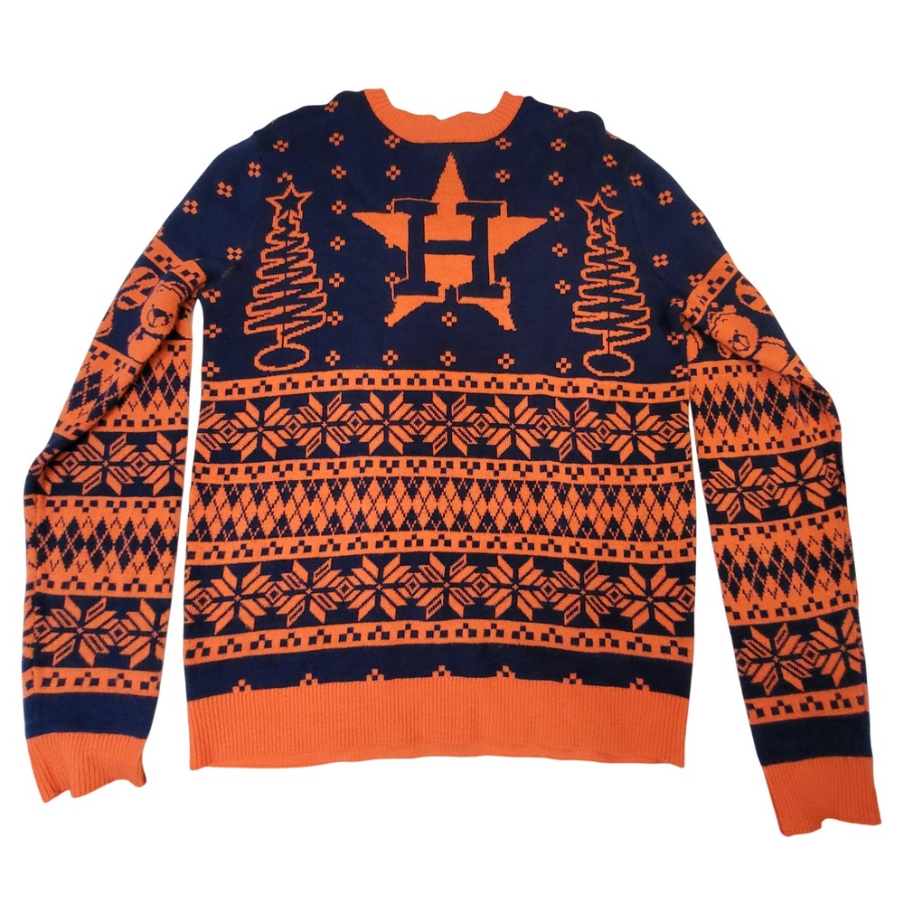 Houston Astros MLB Mens Navy Orange Ugly Christmas Sweater Medium STA0716-00001